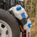 Spare Tire Accessory Mount with a Jerry Can Holder – View of the Jerry Can Mounted on the Spare Tire