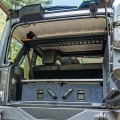 Jeep Wrangler JKU expedition shelf – view of the shelf installed in the 4x4 vehicle cargo area