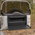 Land Rover Defender Folding Tailgate Table – View of the Mounted Table in the Folded-Down Position