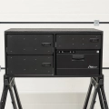 Overlanding cargo storage system for the Jeep Wrangler JLU with an integrated Yolco CB30 drawer refrigerator